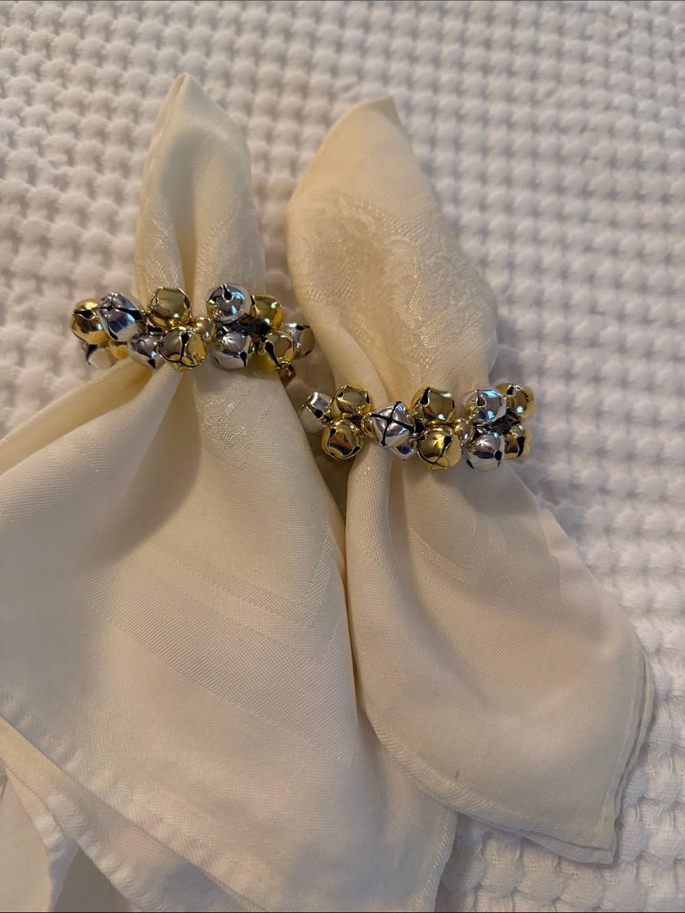 Gold & Silver Jingle Bell Napkin Rings - Set of 12 - Picture 1 of 3